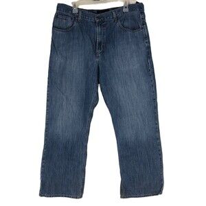 Tommy Hilfiger Loose Fit Wide Leg Blue Jeans, Baggy Pants, Work Denim 36x32